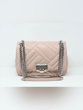 Michael Kors Vivianne Medium Quilted Leather Shoulder Bag Pink Chain Purse